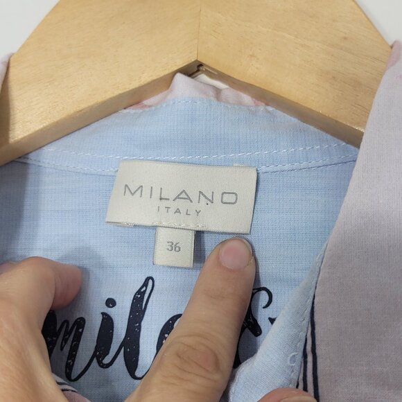 Milano Multicolor Striped & Floral Long Sleeve Button-Down Shirt Lightweight 36 - Picture 7 of 12